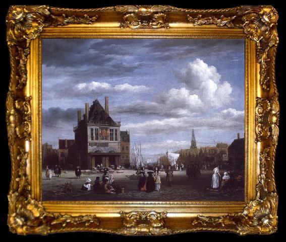 framed  Jacob van Ruisdael The Dam with the weigh house at Amsterdam, ta009-2